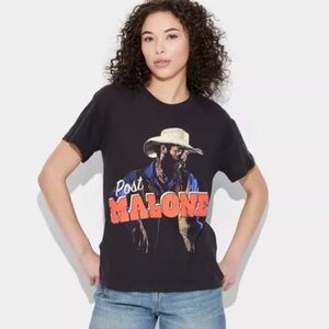 Women's Post Malone Short Sleeve Graphic TShirt Black SZL Crew Neck Pullover